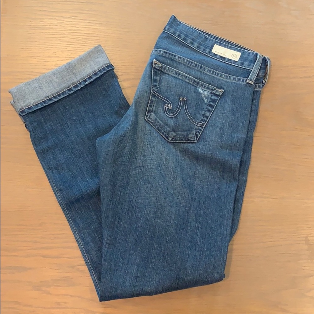 AG Tomboy relaxed straight distressed denim